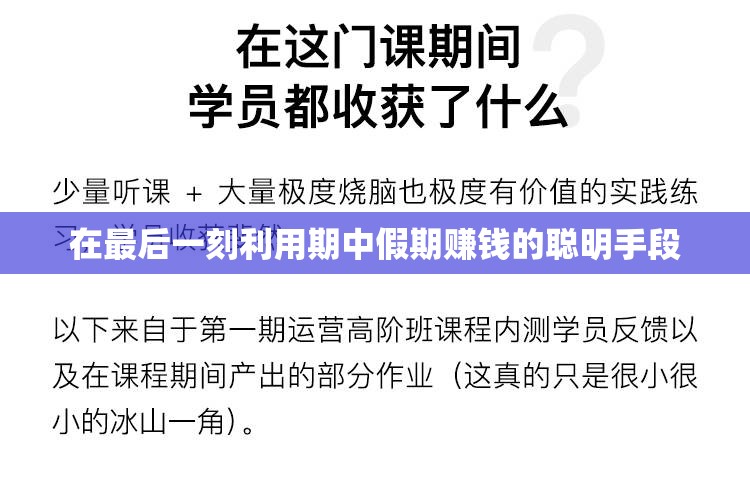 在最后一刻利用期中假期赚钱的聪明手段